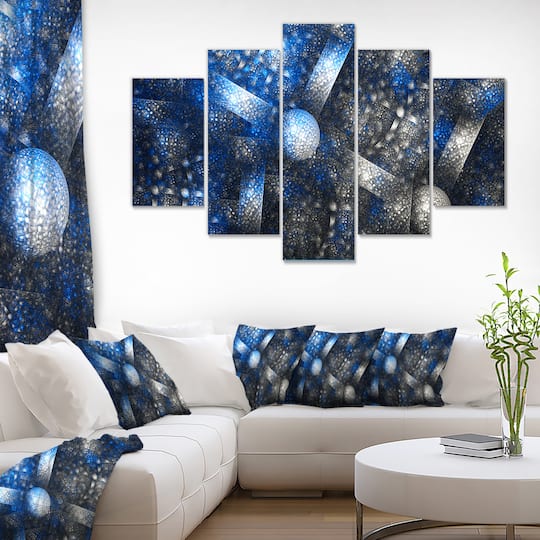 Designart - Crystal Cell Dark Blue Steel Texture - Contemporary Wall Art Canvas